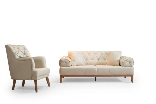Soffagarnitur Garnitur Sofen Sofa Fauteuil Drësëtzeger 3+1 Sëtz beige