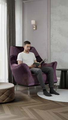 Fautuell Einsëtzer 1Sëtzer Gestoffte Sëtz Designer Sëtz Stoff Modern Lila
