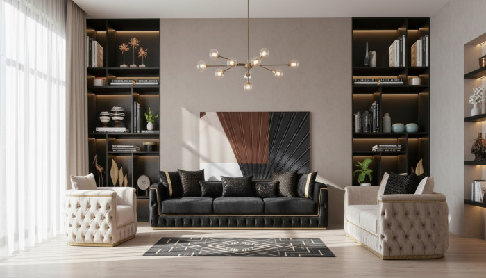 Canapé-Garnitur Garnitur Canapéen Sofa Fauteuil Dräisëtzer 3+3+1 Sëtzer Stoff