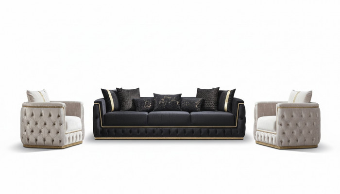 Canapé-Garnitur Garnitur Canapéen Sofa Fauteuil Dräisëtzer 3+3+1 Sëtzer Stoff