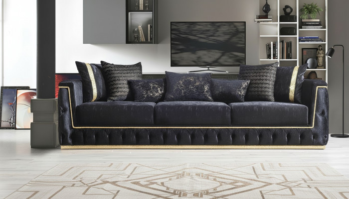Däisëtzeger Sofa 3 Sëtzer Sofas Polster Couchen Chesterfield mat Textil
