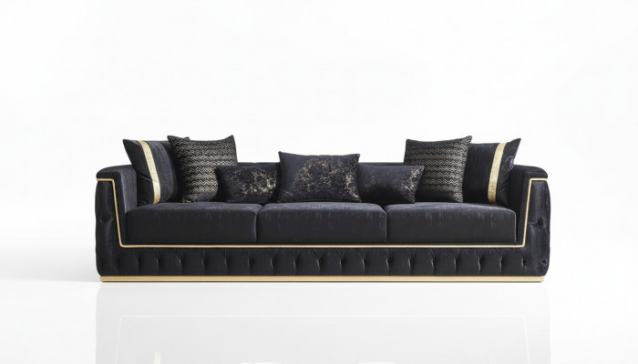 Däisëtzeger Sofa 3 Sëtzer Sofas Polster Couchen Chesterfield mat Textil