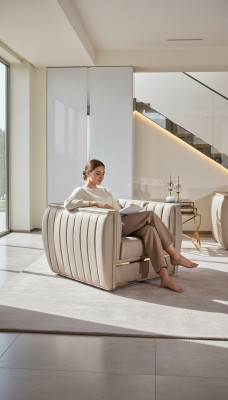 Sëtz Design Wunnzëmmer Polster Holz Modern Luxus Nei Faarf beige