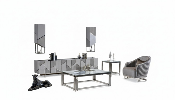 Set TV-Ständer Sëtzfauteuil Couchtisch Niewendësch Wunnzëmmer 4tlg gro nei