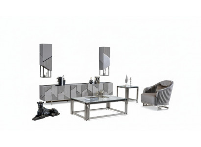 Set TV-Ständer Sëtzfauteuil Couchtisch Niewendësch Wunnzëmmer 4tlg gro nei