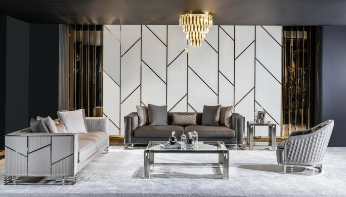 Sofagarnitur 3+3+1 Sëtzbank Dësch Beistelltisch Sofa Sëtz Set 5 Deeler.