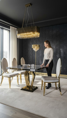 Iesszëmmer Stull wäiss Luxus Metall mat Textil Stullen Stil Modern Leenstull