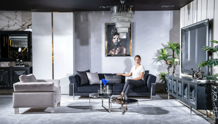 Wunnzëmmer Sofagarnitur 3+1 Sëtzer Canapé Dësch Sofa Fautteuil Set 4tëleg.