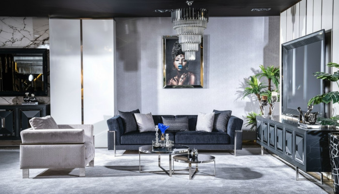 Wunnzëmmer Sofagarnitur 3+1 Sëtzer Canapé Dësch Sofa Fautteuil Set 4tëleg.