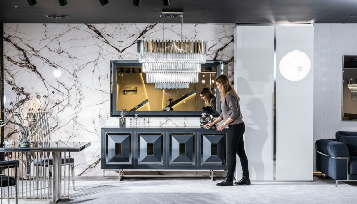 Buffet Spigel Wunnzëmmer gro Kommod Holz Metall Stil Modern Schaf