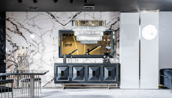 Buffet Spigel Wunnzëmmer gro Kommod Holz Metall Stil Modern Schaf