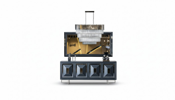 Buffet Spigel Wunnzëmmer gro Kommod Holz Metall Stil Modern Schaf
