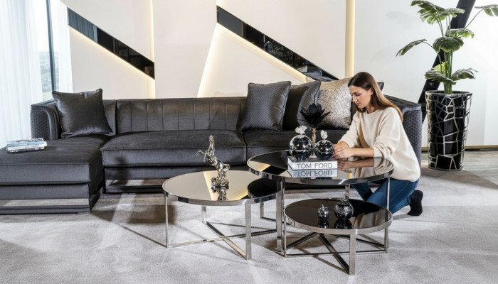 Wunnzëmmer Couchdëscher Luxus Design 3tlg. Holz gro Stil Modern Dësch