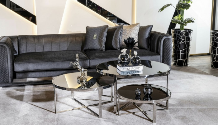 Wunnzëmmer Couchdëscher Luxus Design 3tlg. Holz gro Stil Modern Dësch