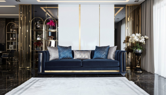 Luxus Dreisëtzer Sofa 3 Sëtzer Sofaen Sëtz Design Miwwelen Couchen Schwaarz