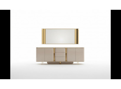 Wunnzëmmer Kommoud Spigel Material Holz mat Metall Stil Modern Béiž