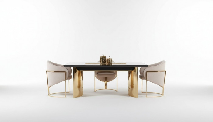 Iesszëmmer Dësch Iessdësch 4x Still Garnitur Dëscher Still Sideboard Set