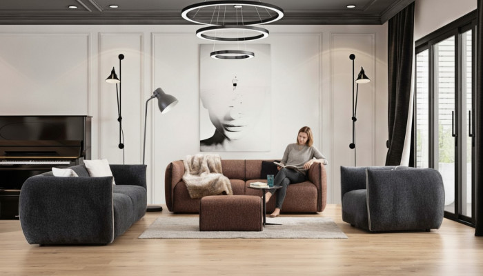 Sofa Garnitur Couch Set 4+3+1 Sëtz Miwwel Grupp Garnitur Set 3tlg Nei