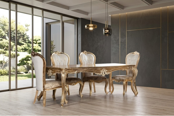 Dësch Iesszëmmerdësch Iessdësch Iesszëmmer Holz Dëscher Barock Iess Luxus Miwwelen Nei