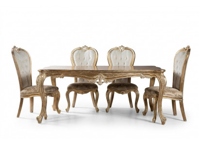Iesszëmmer Iessdësch Stull Grupp Garnitur Set Holz Dësch Dëscher Barock Setzer 5-Teileg