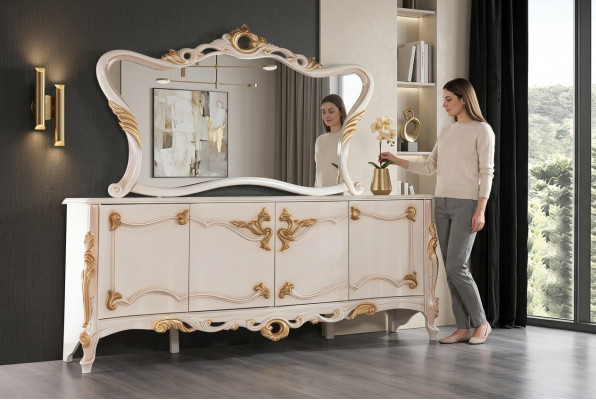 Buffet mat Spigel-Set Essbarock Kommoden Holzkommode Holzschaf Neien