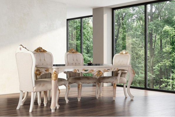 Set Stille Grupp Iesszëmmerstull Stull Holz Iesszëmmer 4x Stull Miwwelen Stil Lehn