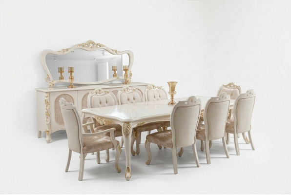 Dëscher Iesszëmmerdësch Iessdësch Iesszëmmer Holz Dësch Barock Iess Luxus Miwwelen Nei