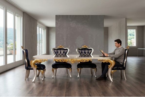Dësch Iessdësch Iesszëmmerdësch Iesszëmmer Holz Dëscher Barock Iess Luxus Miwwelen Nei