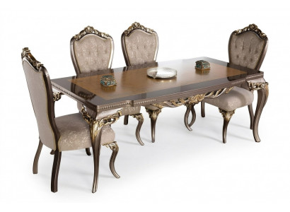 Stull Set 4x Lehn Stiller Iesszëmmerstull Holz Luxus Iesszëmmer Stoff Barock Still
