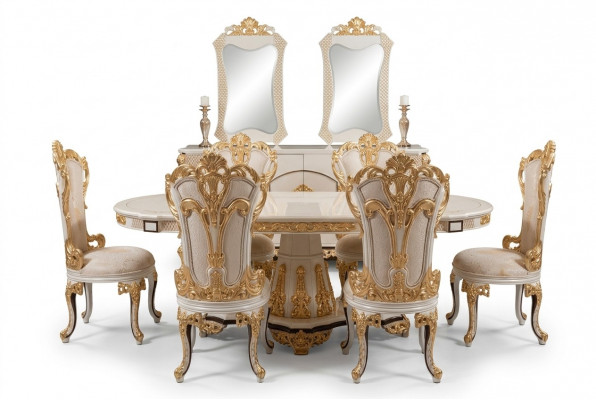 Luxus Iesszëmmer Iessdësch Stull Holz Dëscher Dësch Barock Iessstillen Miwwel Grupp