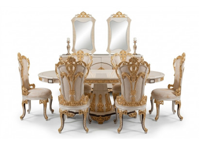 Luxus Iesszëmmer Iessdësch Stull Holz Dëscher Dësch Barock Iessstillen Miwwel Grupp