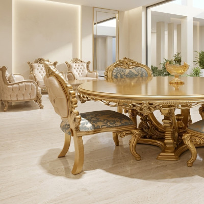 Iesszëmmerstull Stull Still Holz Luxus Iesszëmmer Stoff Stil Barock Lehn