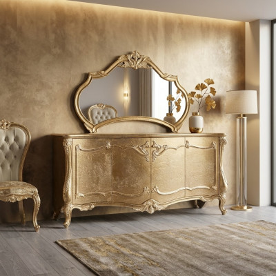 Set Komode mat Spigel Garnitur Kommoden Holz Grupp Sideboard Miwwelen Barock