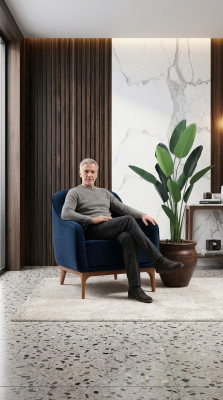 Luxus Fotel Sëtzer Wunnzëmmer 1 Sëtz Stoff Polyester Stil Modern Design Nei