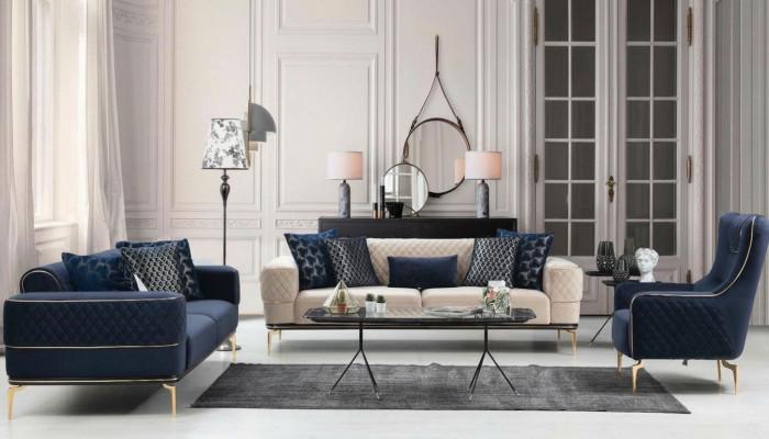 Canapé-Suite Sofa Luxus Fauteuil Sofas Dräisëtzer 3+3+1-Sëtzer Suite Modern