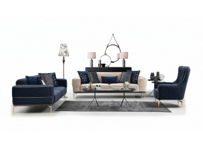 Canapé-Suite Sofa Luxus Fauteuil Sofas Dräisëtzer 3+3+1-Sëtzer Suite Modern