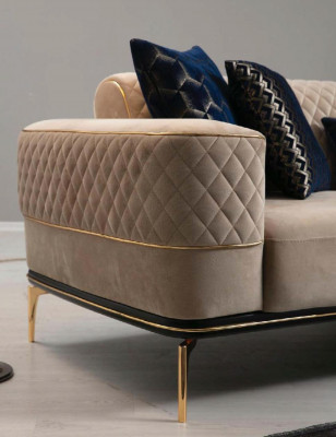 Garnitur Sofagarnitur Sofa Sofas 3+1 Sëtzer Sesselen Stoff Holz Modern Polyester
