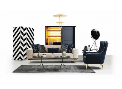 Garnitur Sofagarnitur Sofa Sofas 3+1 Sëtzer Sesselen Stoff Holz Modern Polyester