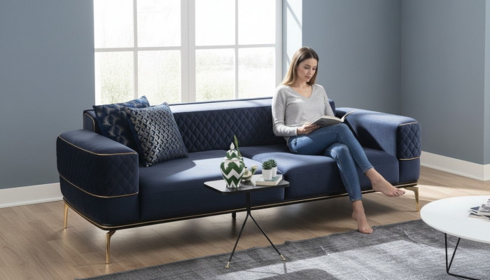 Dräisëtzer Canapé 3 Sëtzer Canapéen Sofaen Luxus Gepolstert Canapé Stoff Modern Nei