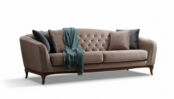 Dreesëtz Sofa 3 Sëtzer Sofas Luxus Gepolstert Couch Stoff Couchen Miwwelen 230cm