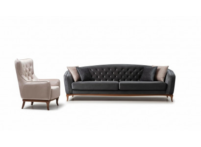 Luxus Couch Sofagarnitur Komplett Couchgarnitur 4+1 Sëtzer Fotell Stoff Set Nei