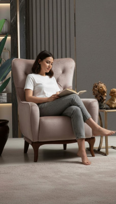 Fotell Einsëtzer Luxus 1 Sëtzer Polster Sëtz Designer Textil Sëtz Stoft Modern