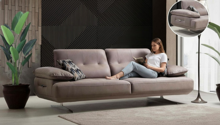 Italienesch Stil Miwwelen Dräisëtzer Canapé Polstersofa Luxus Couche Textilstoff.
