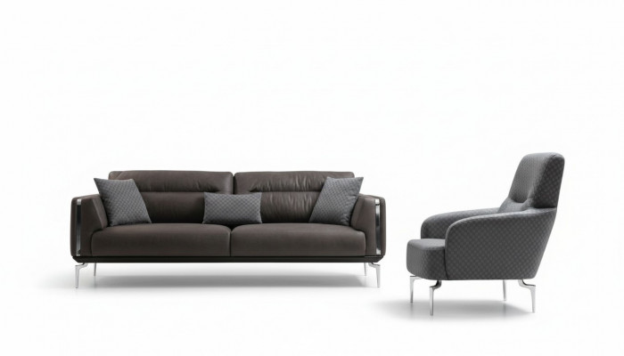 Luxus Sofagarnitur Sofa Garnitur Sofas 3+1 Sëtzer Fauteuil Modern Polyester Nei
