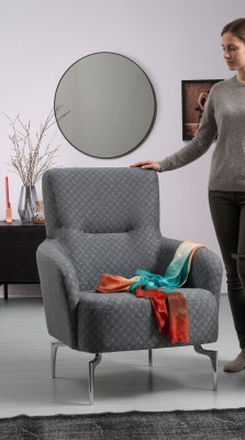 Luxus Eenzelstull Einsitzer Gepolstert Sëtz Designer Textil Sëtz Stoff Modern