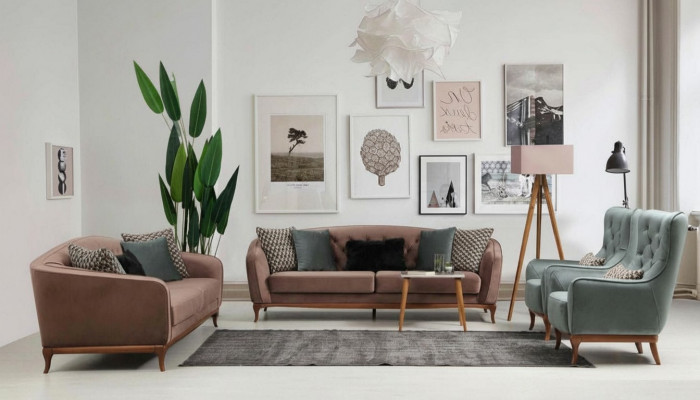 Luxus Sofa Garnitur Sofa Garnitur Sofas 4+3+1 Sëtzer Stoff 3 teileg Couch Set Polster