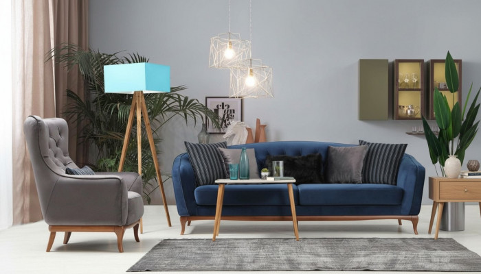 Canapé-Garnitur Sofa Garnitur Sofas 4+1 Sëtz Stoff Chesterfield Polster Samt Set