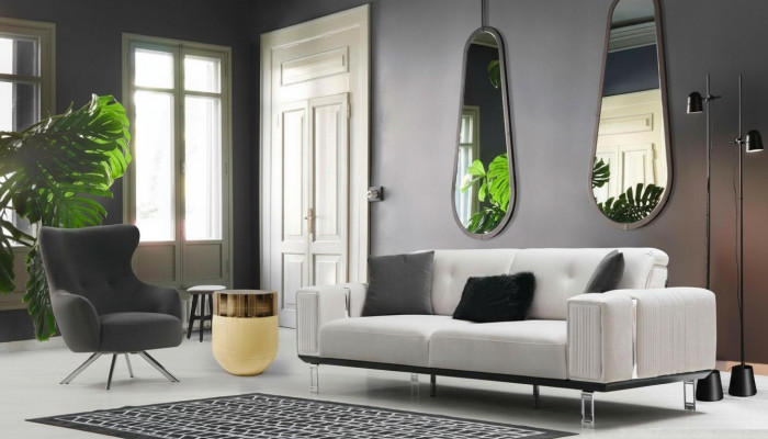 Canapé-Set Sofa Luxus 3+1 Sëtz Sofas Fotell Stoff Design Sëtzpolster Miwwelen Nei