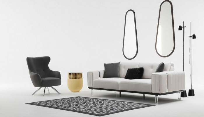 Canapé-Set Sofa Luxus 3+1 Sëtz Sofas Fotell Stoff Design Sëtzpolster Miwwelen Nei