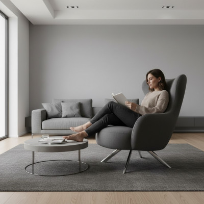 Fauteuil Ouerfauteuil Luxus 1-Sëtzer Einsëtzer Polster Sëtz Designer Stoff Modern